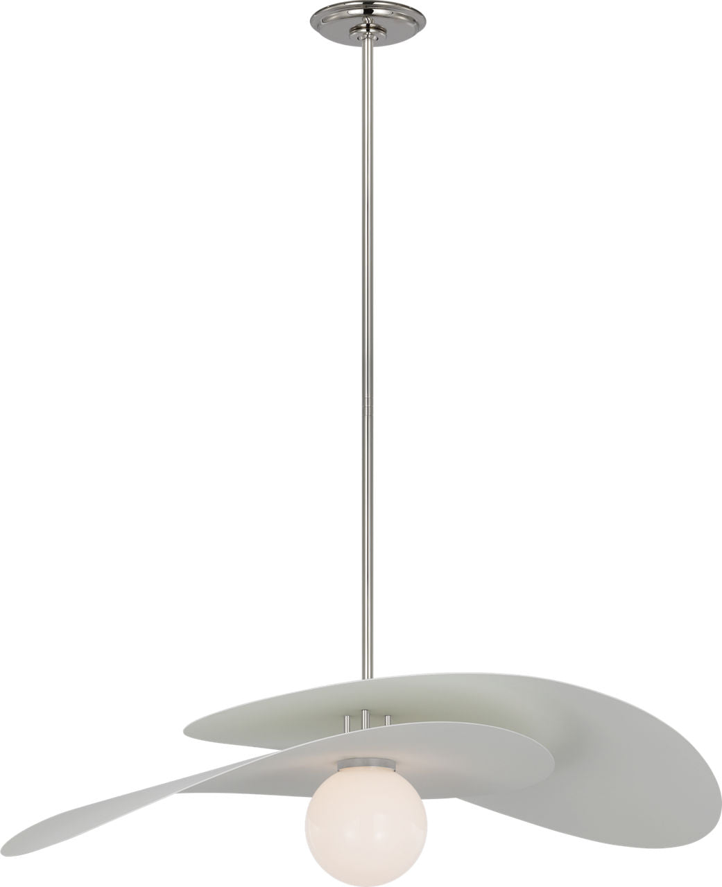 Mahalo 32" Tiered Pendant | Polished Nickel and Matte White | White Glass