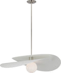 Mahalo 32" Tiered Pendant | Polished Nickel and Matte White | White Glass