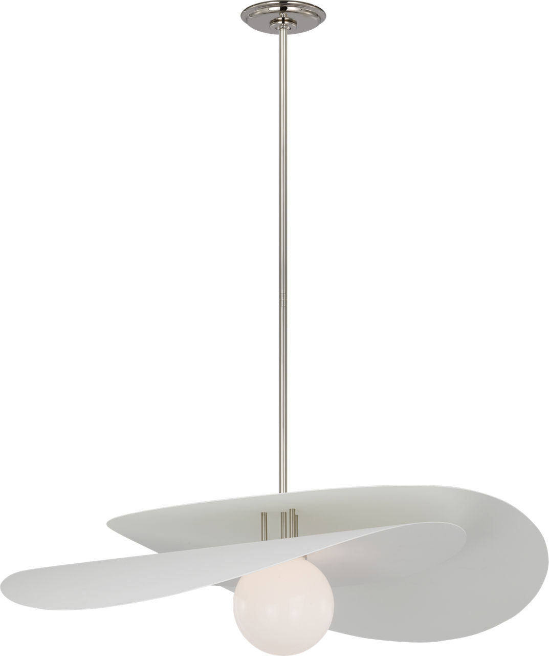 Mahalo 32" Tiered Pendant | Polished Nickel and Matte White | White Glass