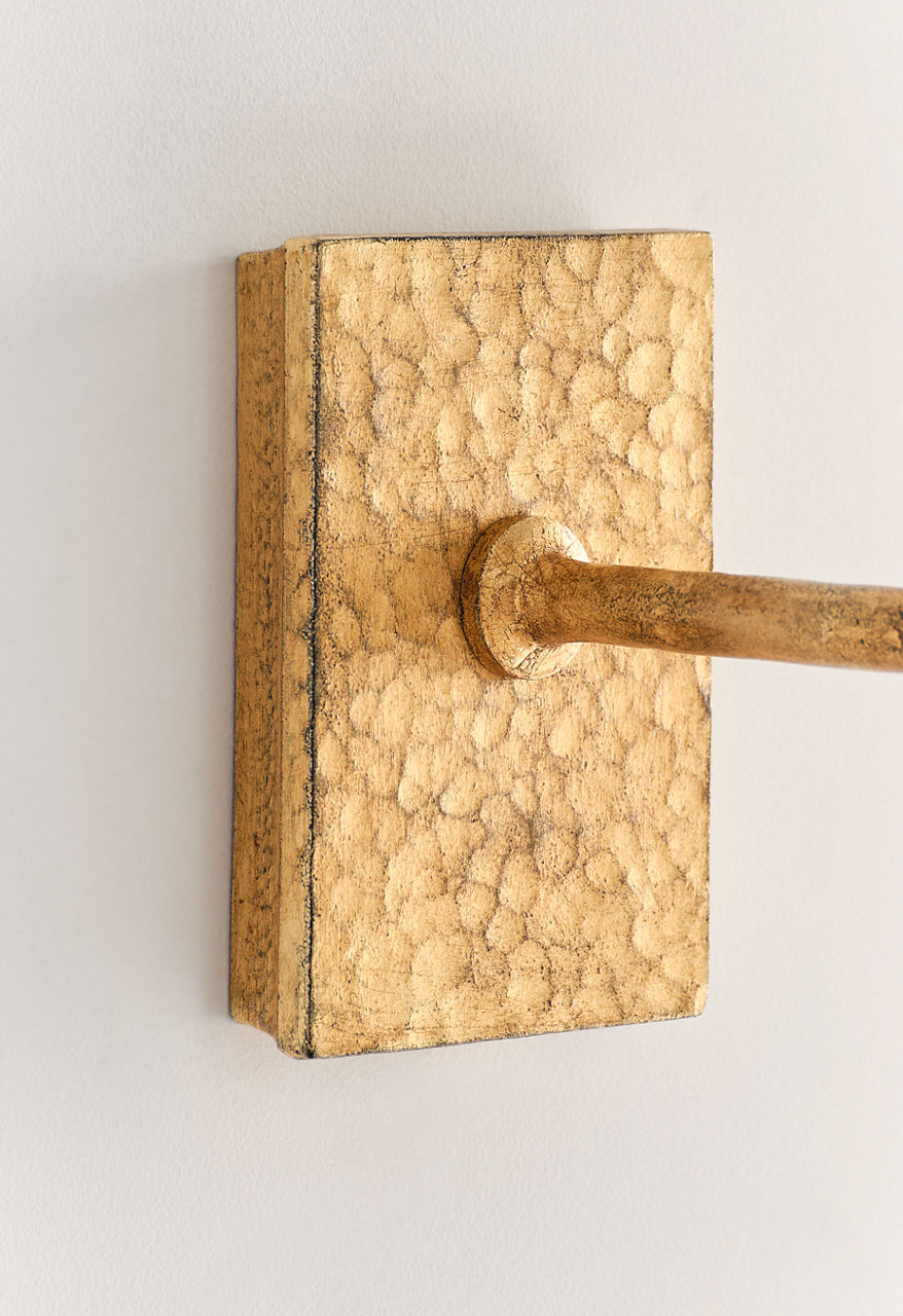 Aiden Large Tail Sconce | Gilded Iron | Linen Shade