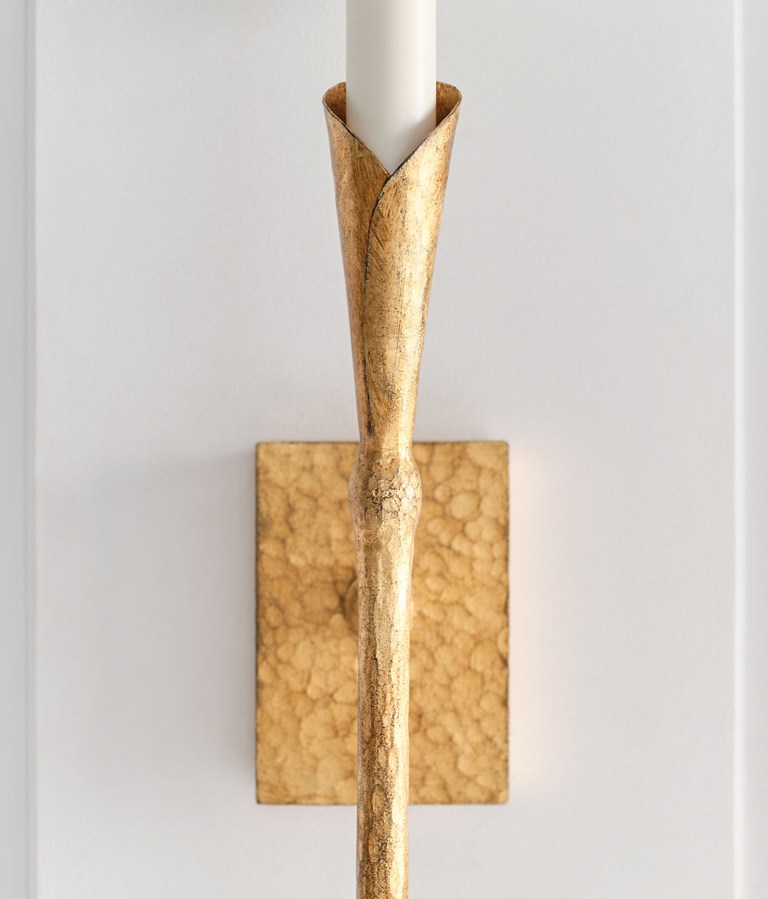 Aiden Large Tail Sconce | Gilded Iron | Linen Shade