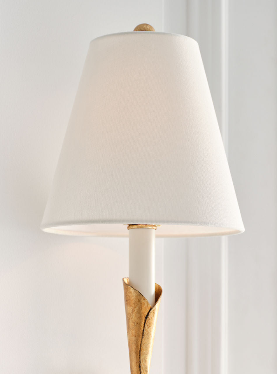 Aiden Large Tail Sconce | Gilded Iron | Linen Shade