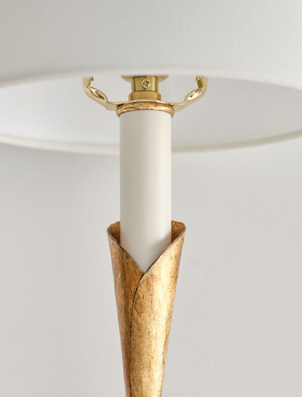Aiden Large Tail Sconce | Gilded Iron | Linen Shade