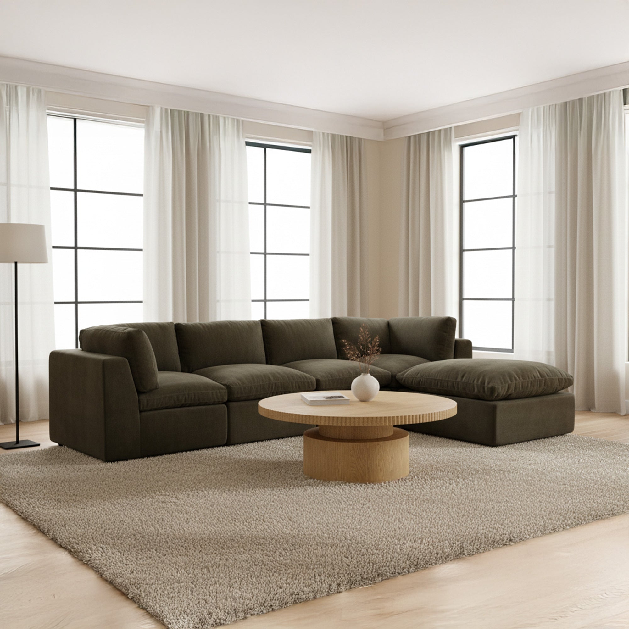 Cates Ottoman Dark Green
