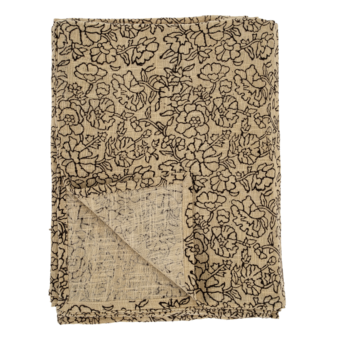 Poppy Block Print Tablecloth Natural