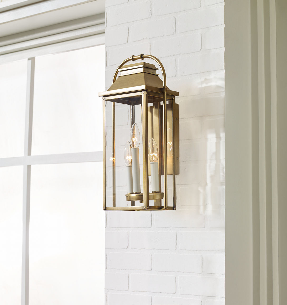 Wellsworth Large Lantern Painted Distressed Brass