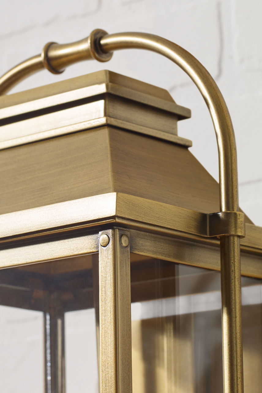 Wellsworth Large Lantern Painted Distressed Brass