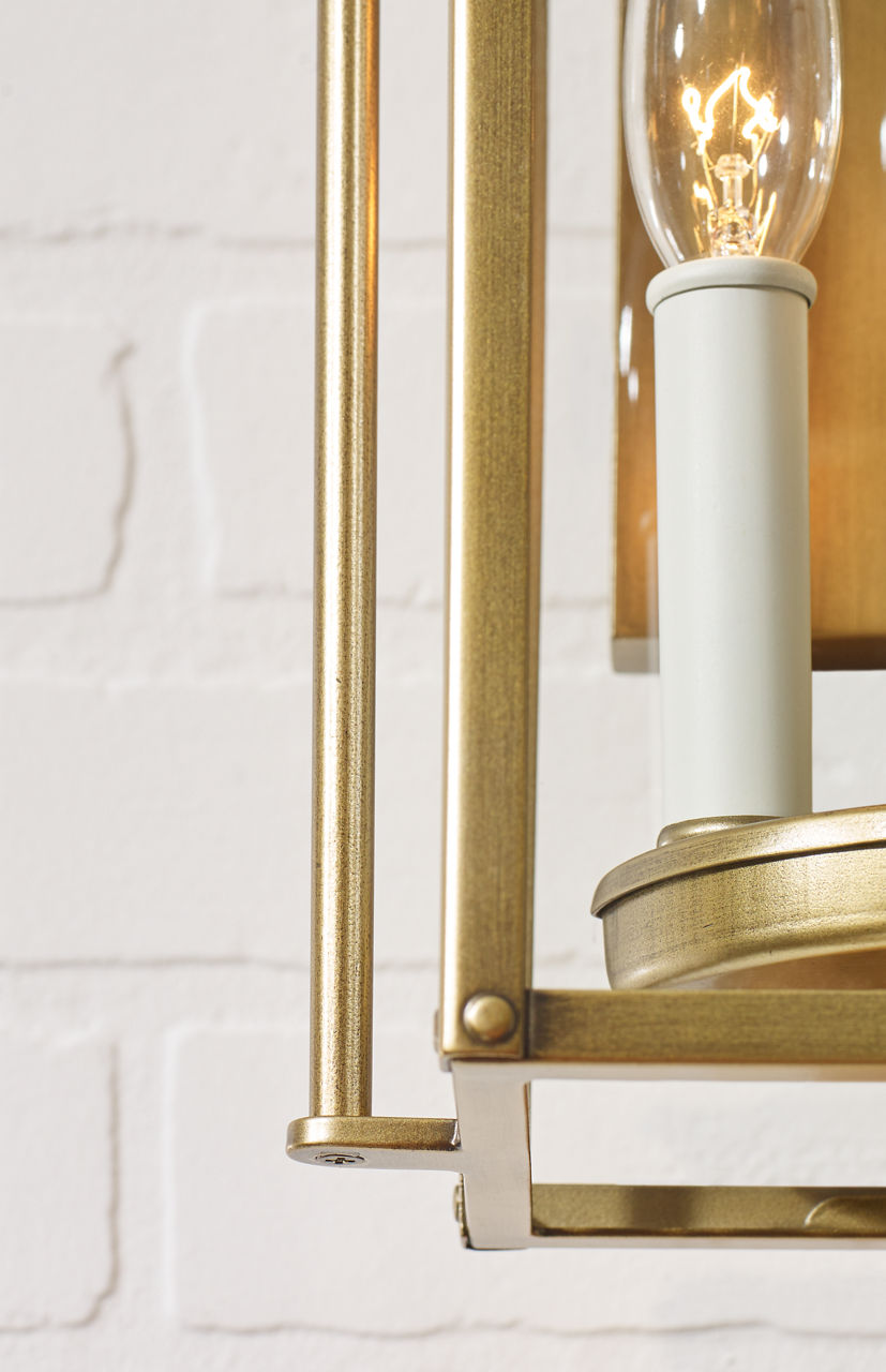 Wellsworth Large Lantern Painted Distressed Brass