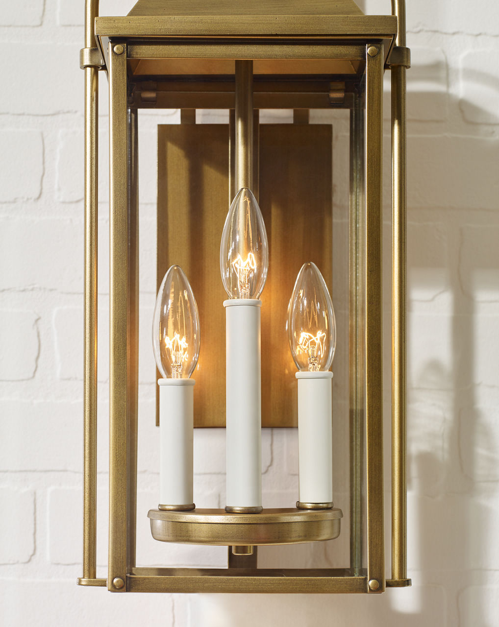 Wellsworth Large Lantern Painted Distressed Brass