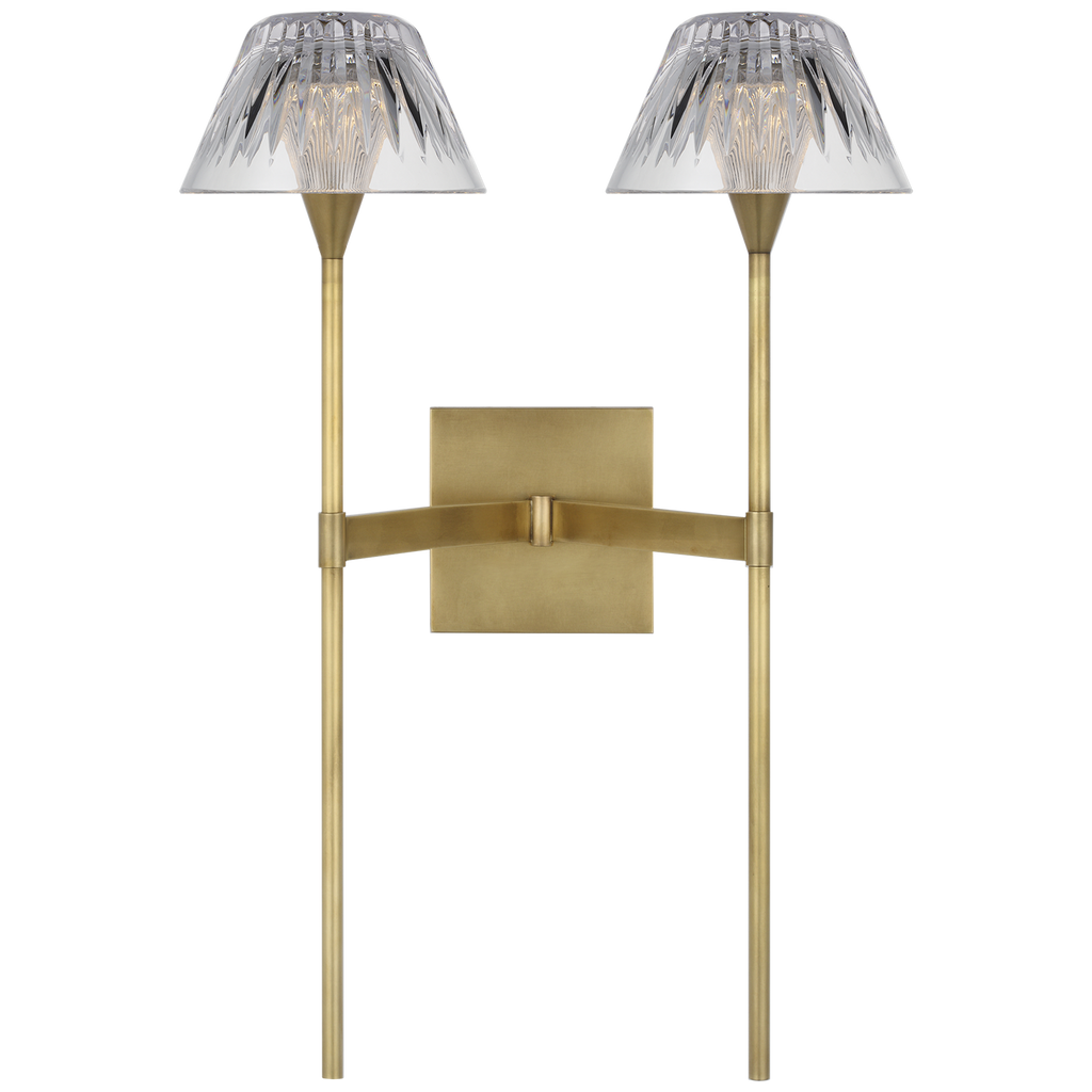 Blaze 19" 2 Light Tail Sconce | Natural Brass | Clear Crystal
