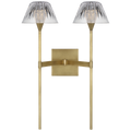 Blaze 19" 2 Light Tail Sconce | Natural Brass | Clear Crystal