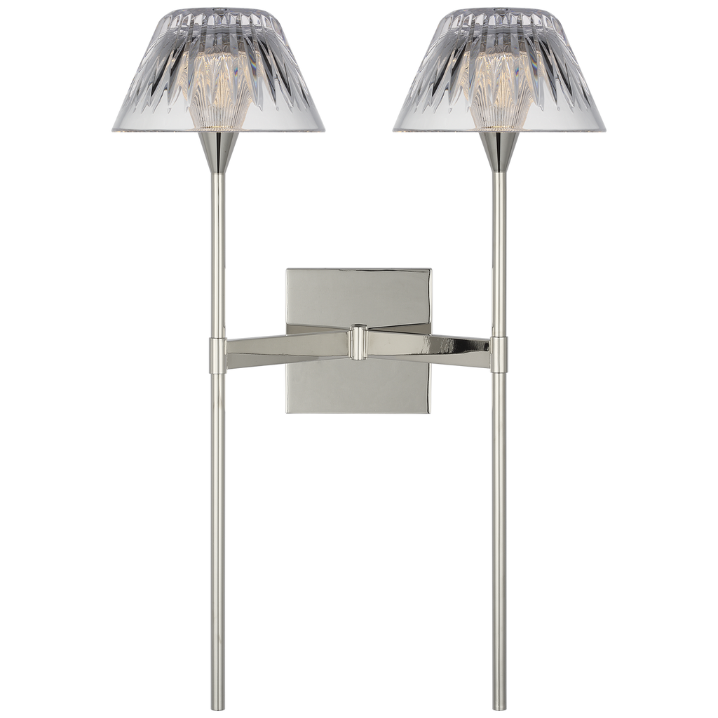 Blaze 19" 2 Light Tail Sconce | Polished Nickel | Clear Crystal