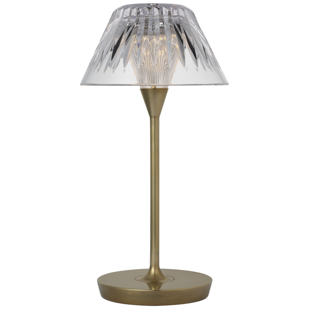 Blaze 12" Rechargeable Table Lamp | Natural Brass | Clear Crystal
