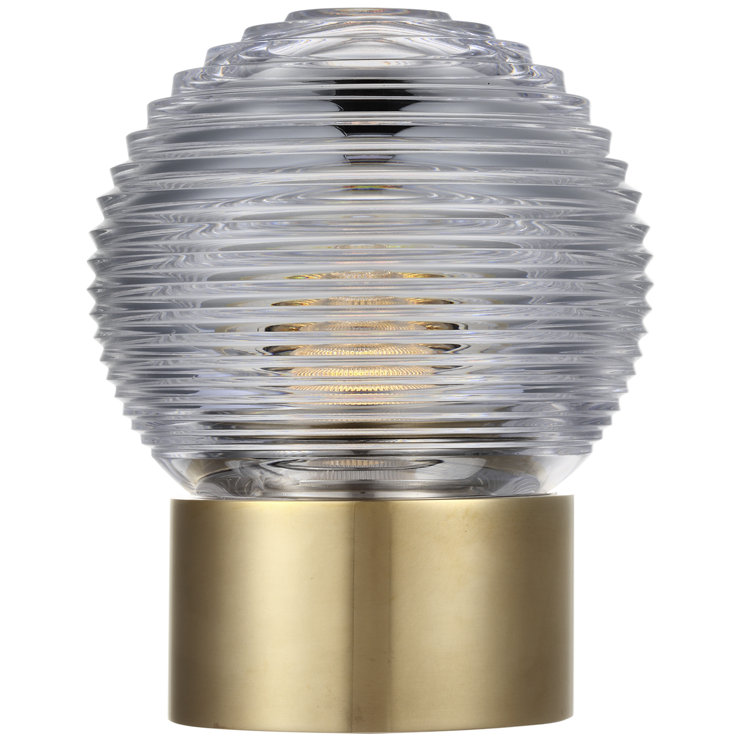 Circon 7" Rechargeable Accent Lamp | Natural Brass | Clear Crystal