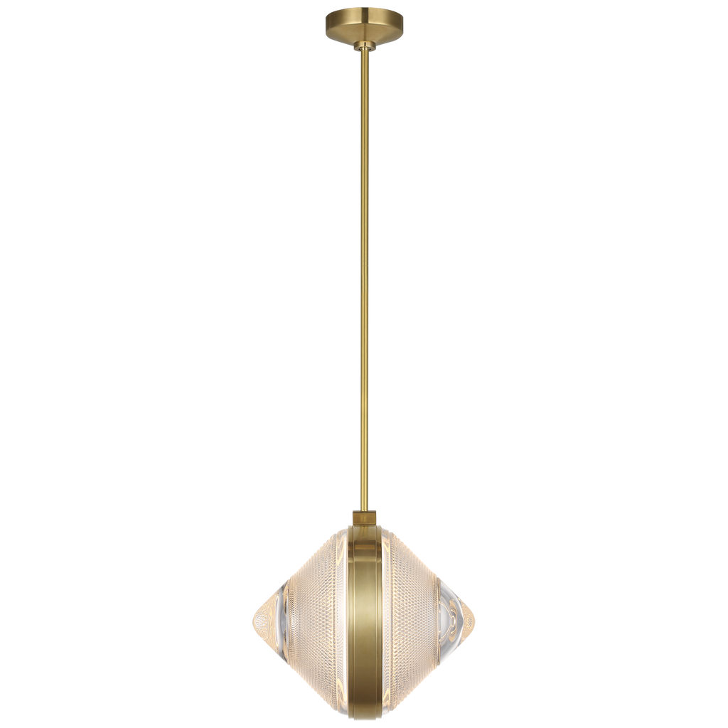 Copper Coast 15" Pendant | Natural Brass | Karo Cut Clear Crystal