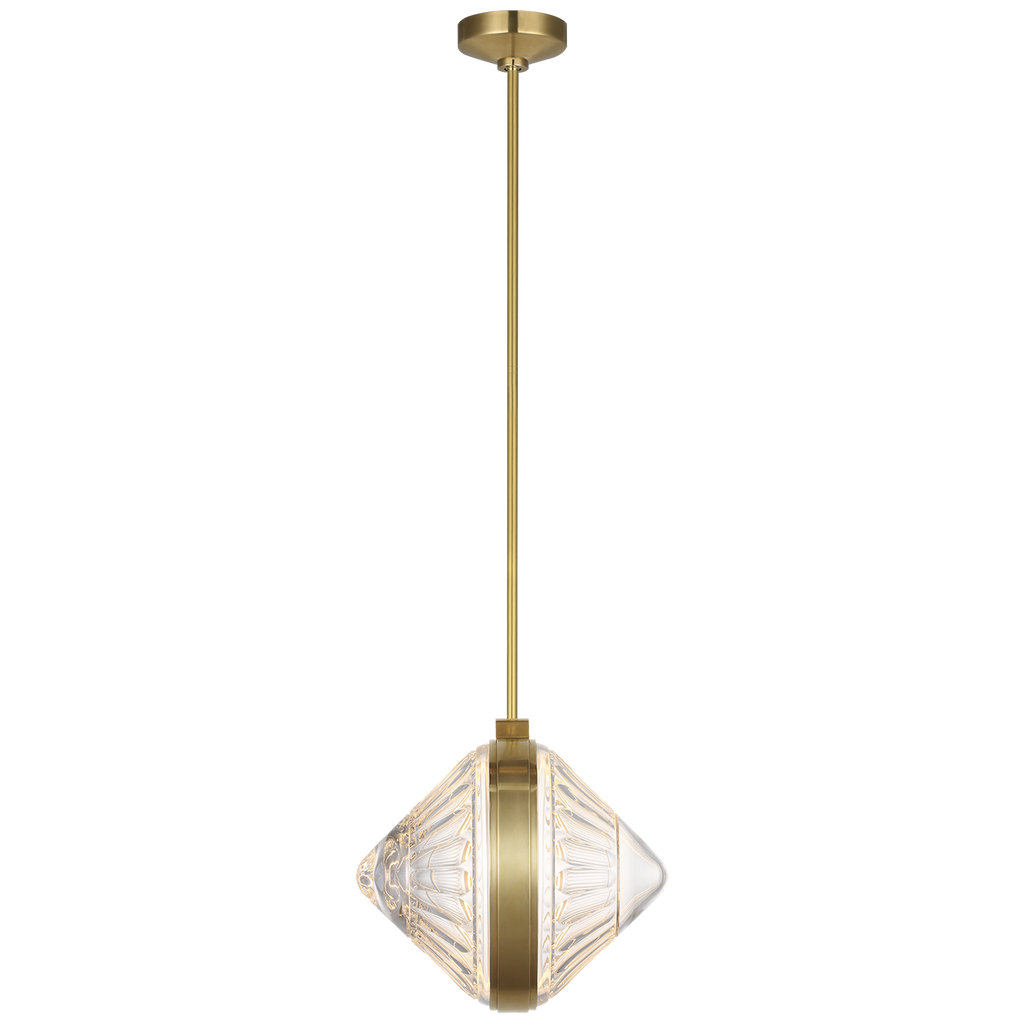 Copper Coast 15" Pendant | Natural Brass | Olive Cut Clear Crystal