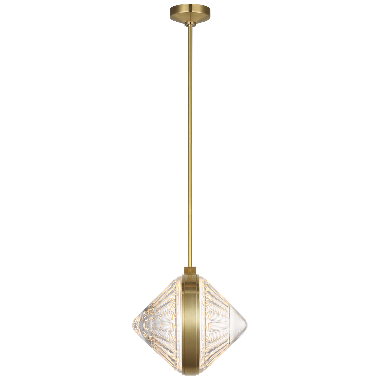 Copper Coast 15" Pendant | Natural Brass | Olive Cut Clear Crystal