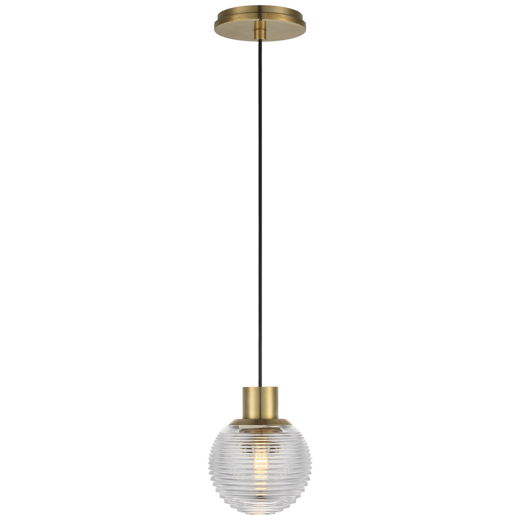 Circon 5" Mini Pendant | Natural Brass | Clear Crystal
