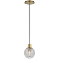 Circon 5" Mini Pendant | Natural Brass | Clear Crystal