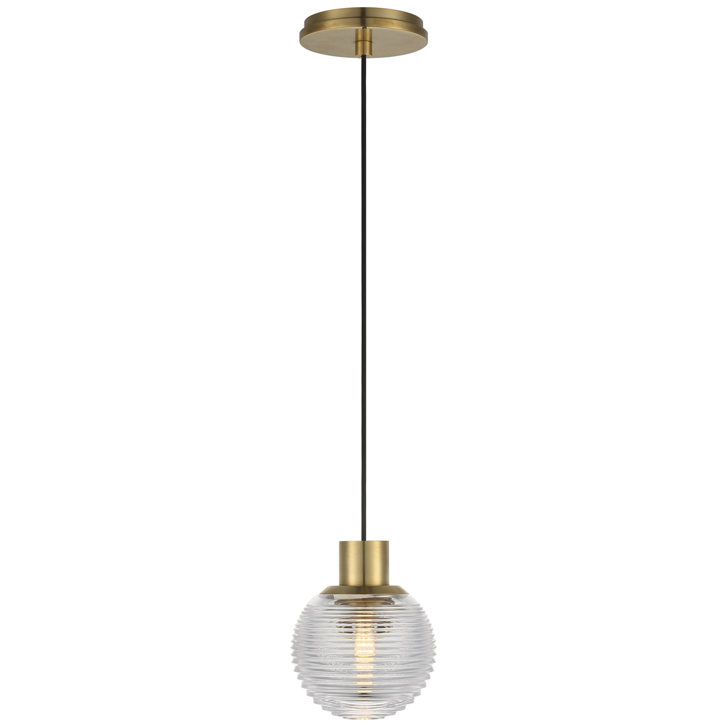 Circon 5" Mini Pendant | Natural Brass | Clear Crystal