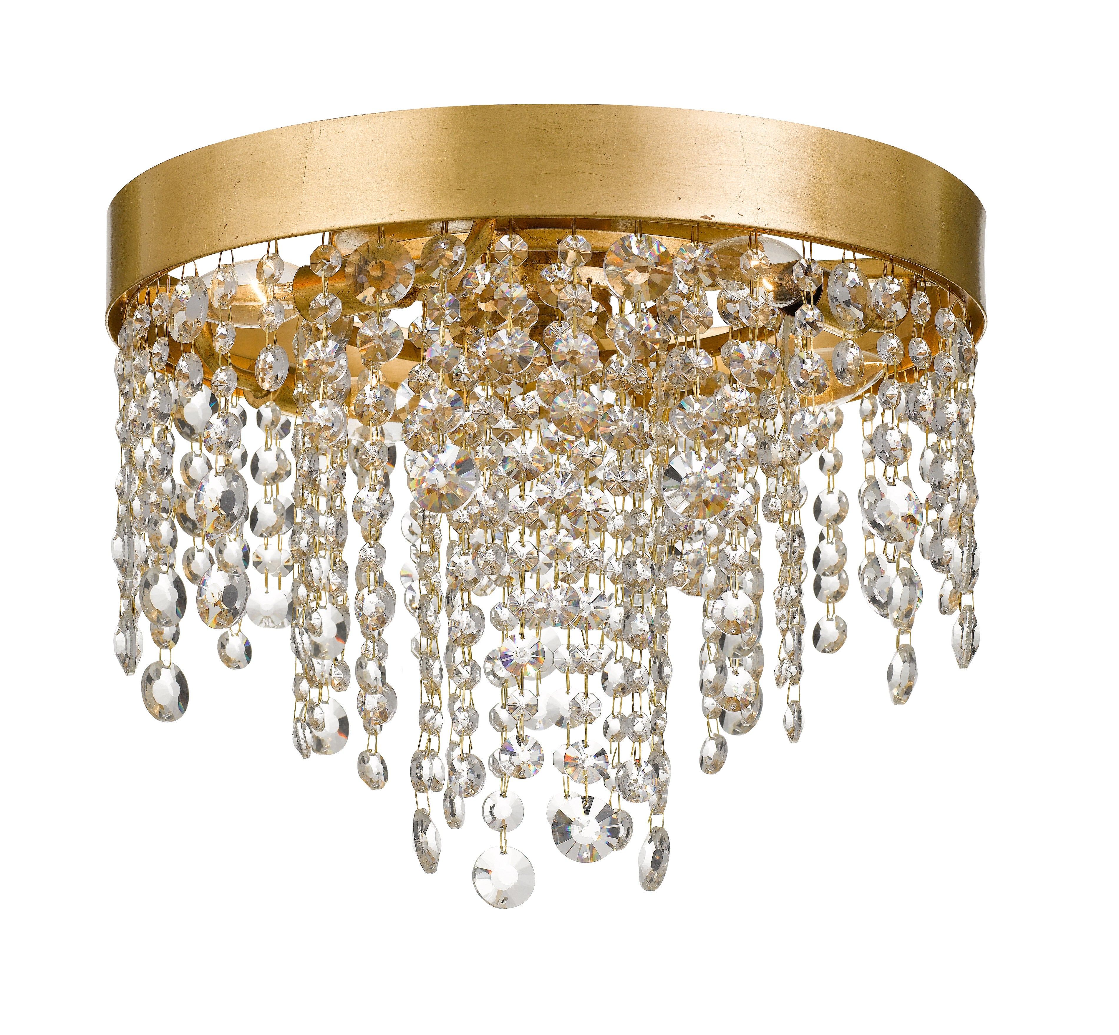 Winham 16'' Hand Cut Crystal Antique Gold Flush Mount