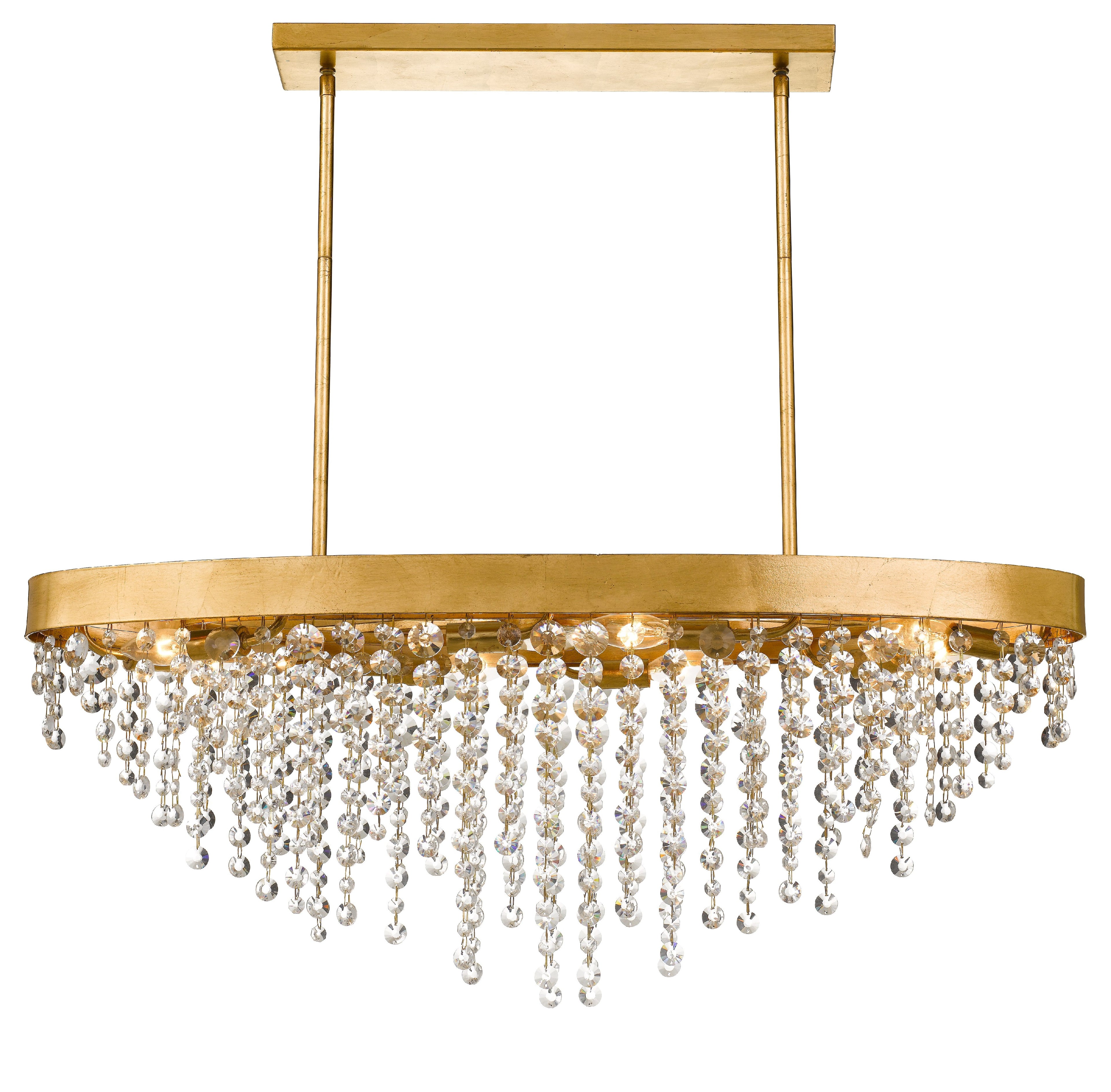 Winham 36'' Hand Cut Crystal Antique Gold Linear Oval Chandelier