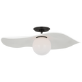 Mahalo 22" Semi-Flush Mount | Bronze and White Glass | Matte White Shade
