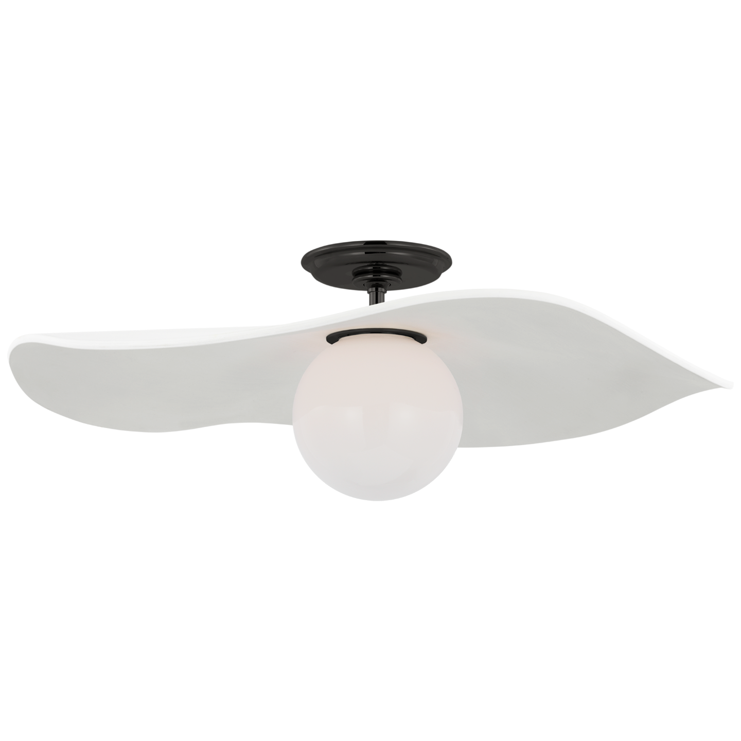Mahalo 22" Semi-Flush Mount | Bronze and White Glass | Matte White Shade
