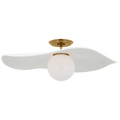 Mahalo 22" Semi-Flush Mount | Hand-Rubbed Antique Brass and White Glass | Matte White Shade