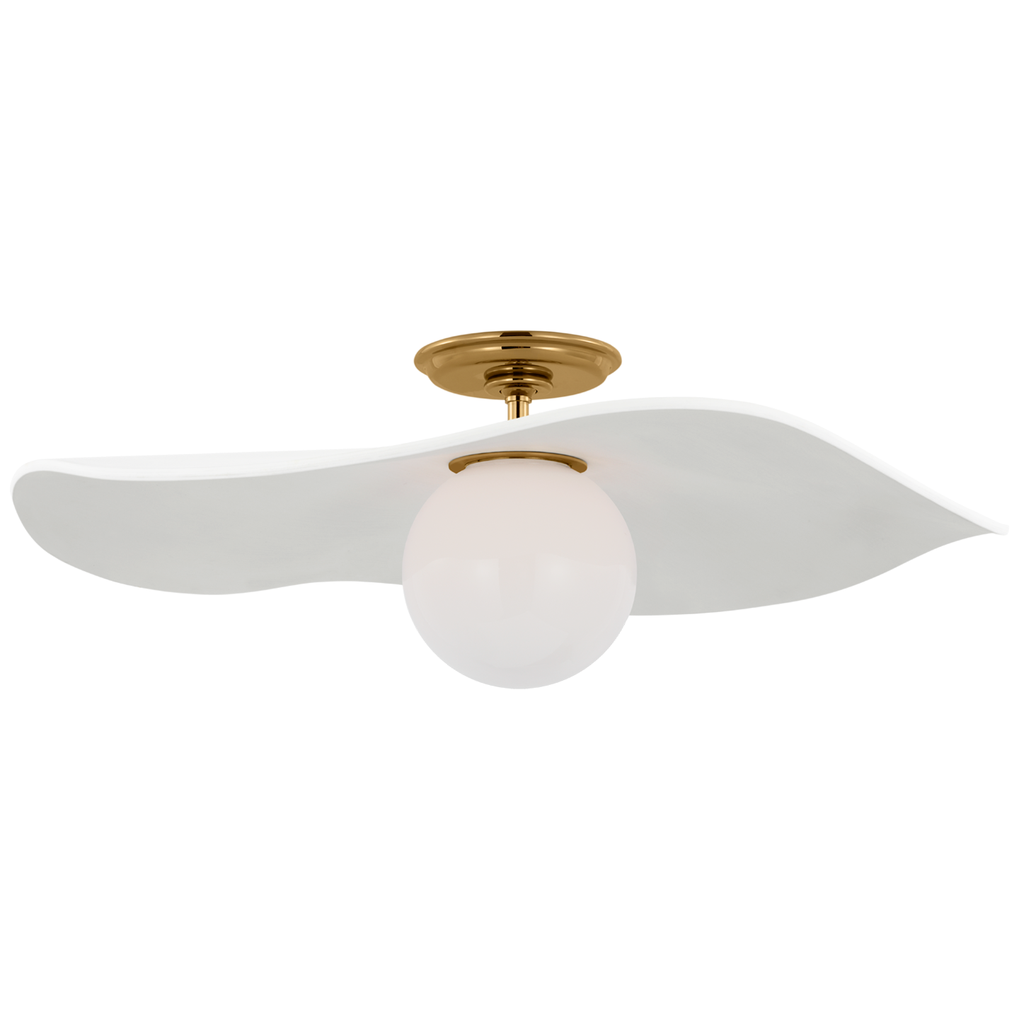 Mahalo 22" Semi-Flush Mount | Hand-Rubbed Antique Brass and White Glass | Matte White Shade