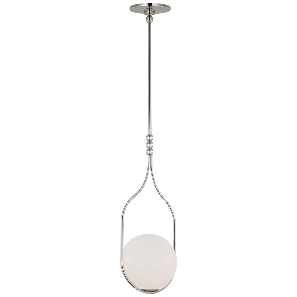 Jodo 9" Pendant | Polished Nickel | White Glass