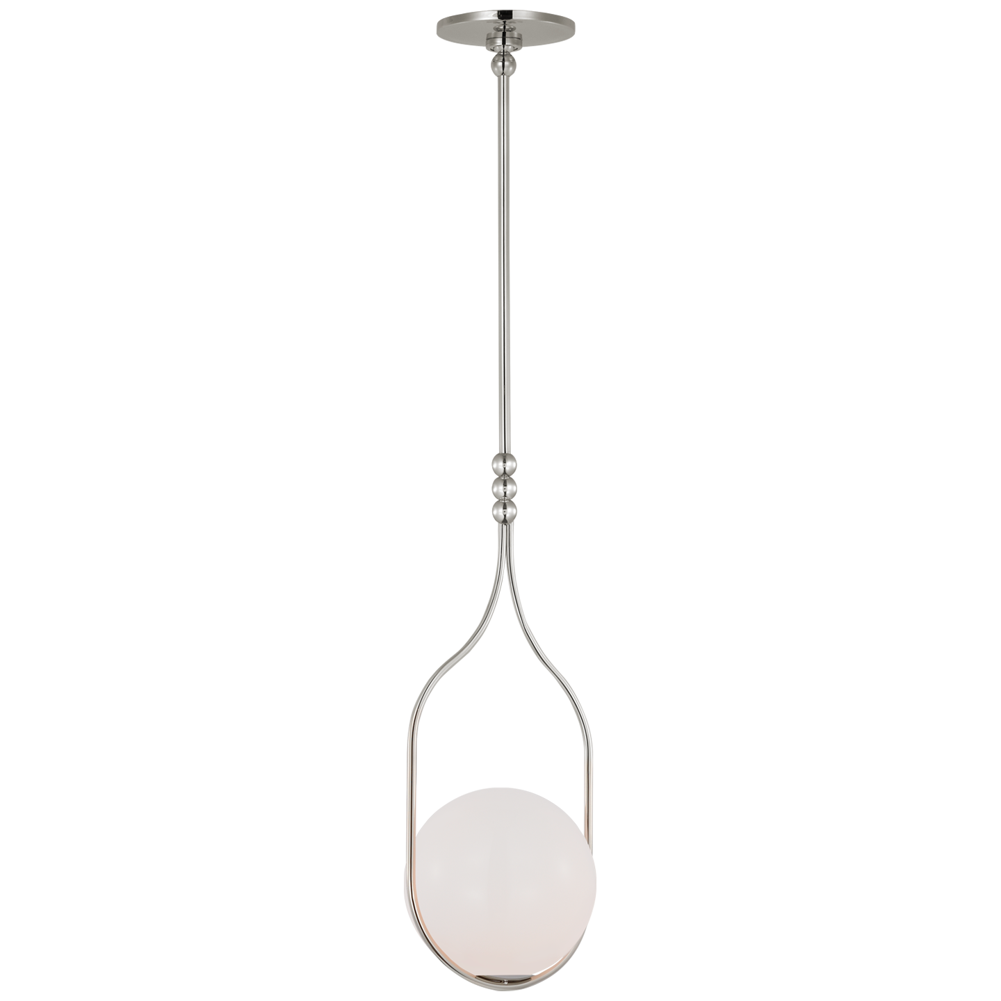 Jodo 9" Pendant | Polished Nickel | White Glass