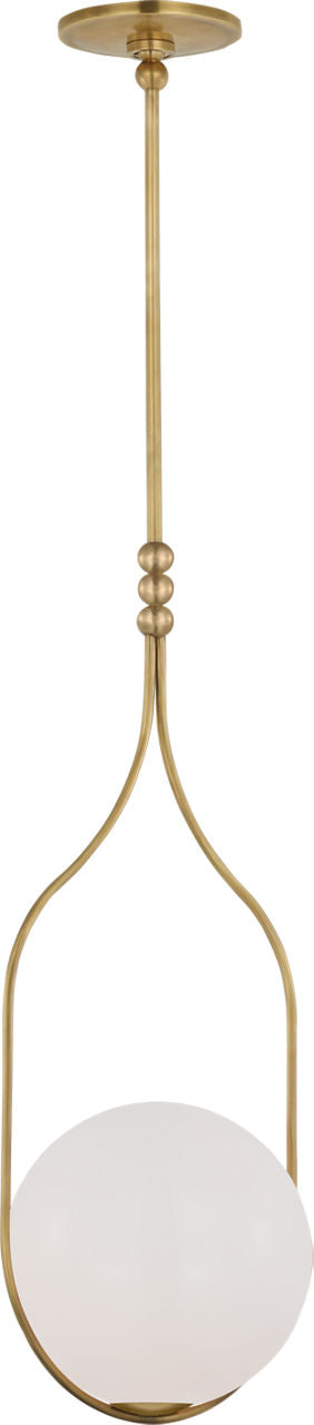 Jodo 12" Pendant | Hand-Rubbed Antique Brass | White Glass