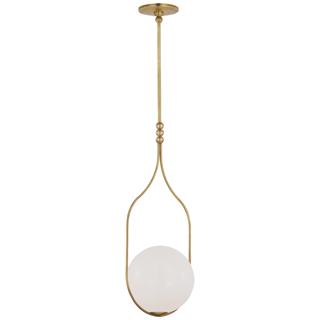 Jodo 12" Pendant | Hand-Rubbed Antique Brass | White Glass