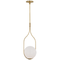Jodo 12" Pendant | Hand-Rubbed Antique Brass | White Glass
