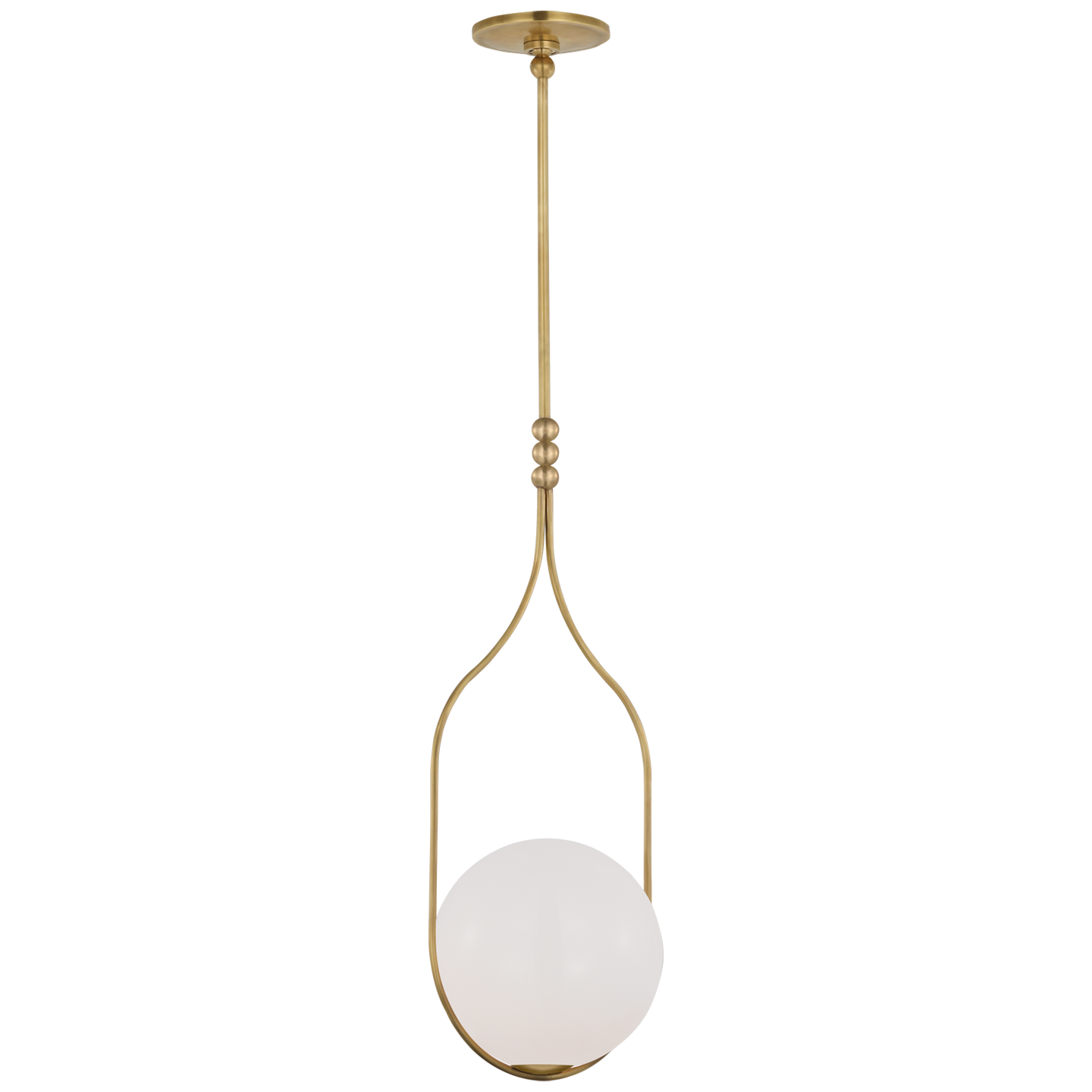 Jodo 12" Pendant | Hand-Rubbed Antique Brass | White Glass