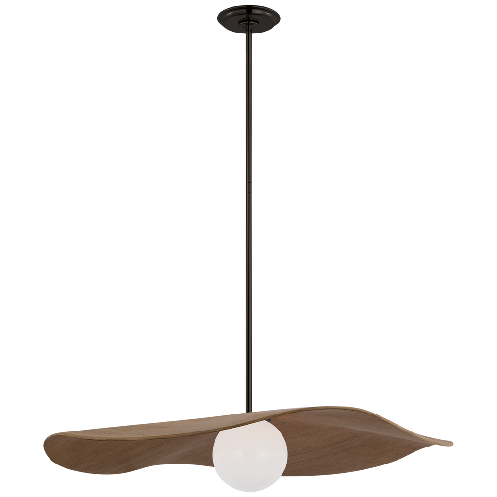 Mahalo 28" Pendant | Bronze and White Glass | Natural Oak Shade