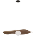 Mahalo 28" Pendant | Bronze and White Glass | Natural Oak Shade