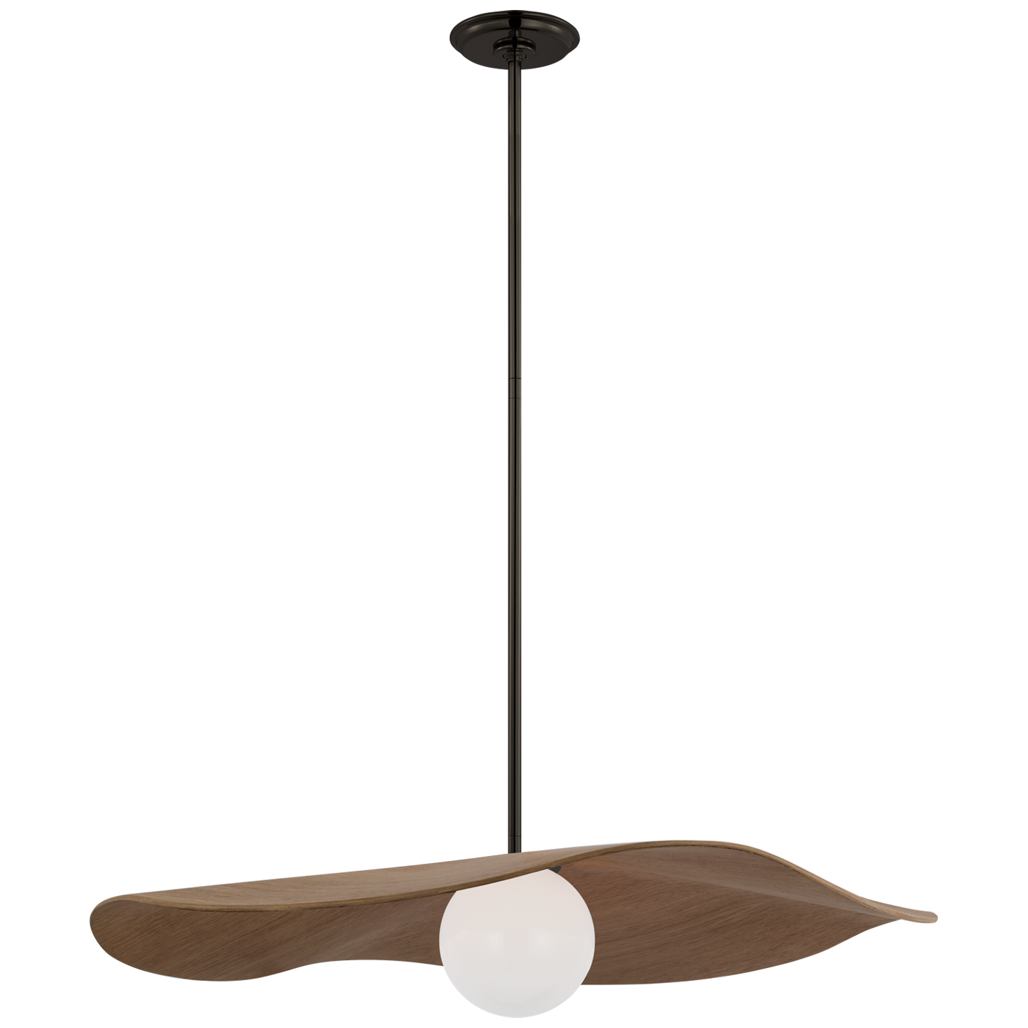 Mahalo 28" Pendant | Bronze and White Glass | Natural Oak Shade