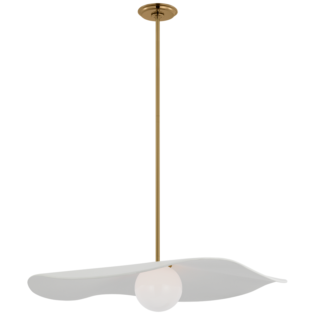 Mahalo 28" Pendant | Hand-Rubbed Antique Brass and White Glass | Matte White Shade