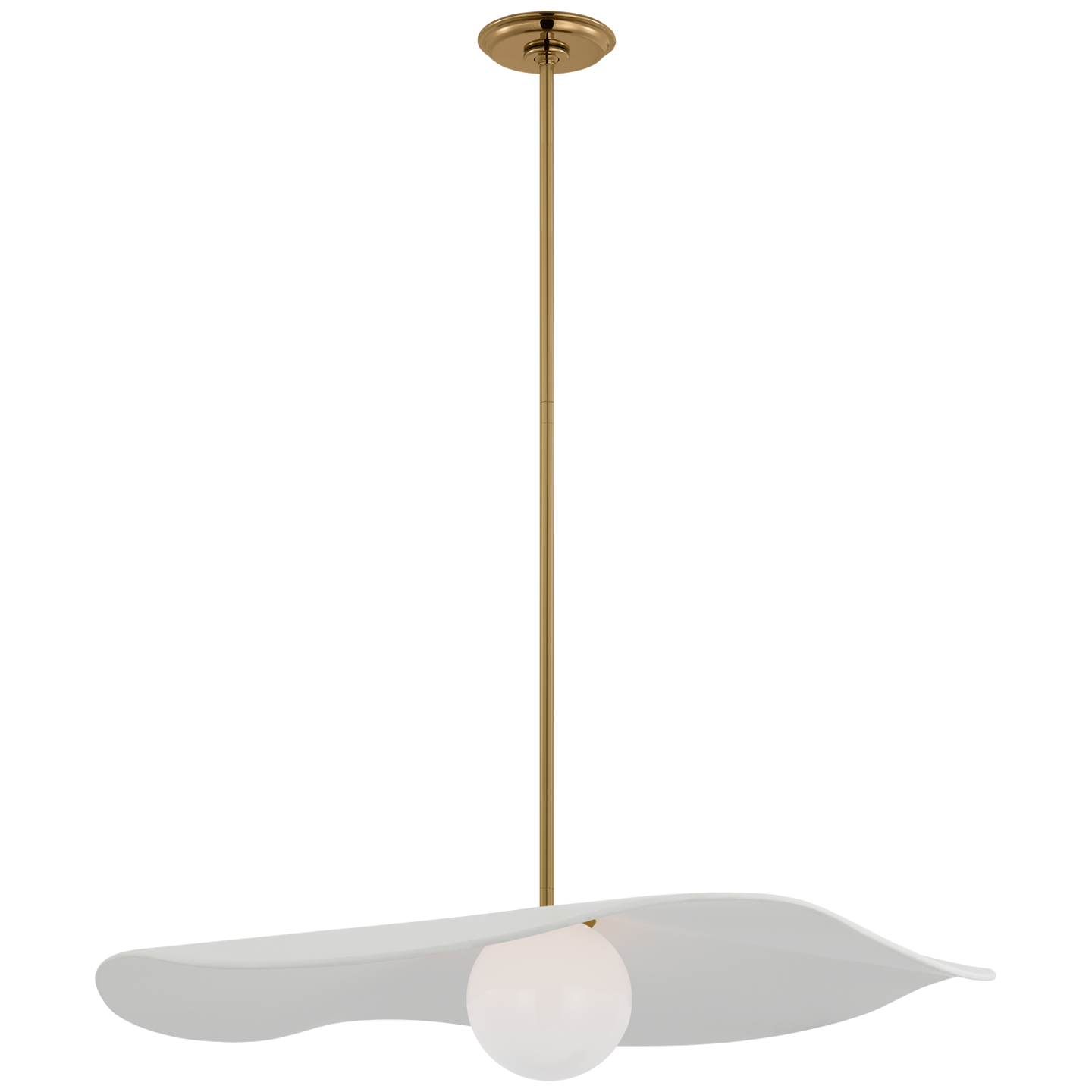 Mahalo 28" Pendant | Hand-Rubbed Antique Brass and White Glass | Matte White Shade