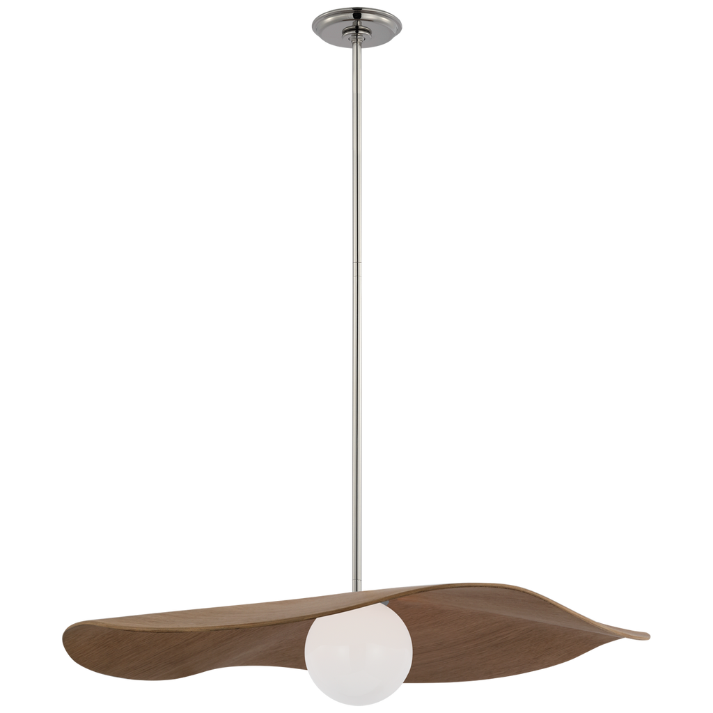 Mahalo 28" Pendant | Polished Nickel and White Glass | Natural Oak Shade