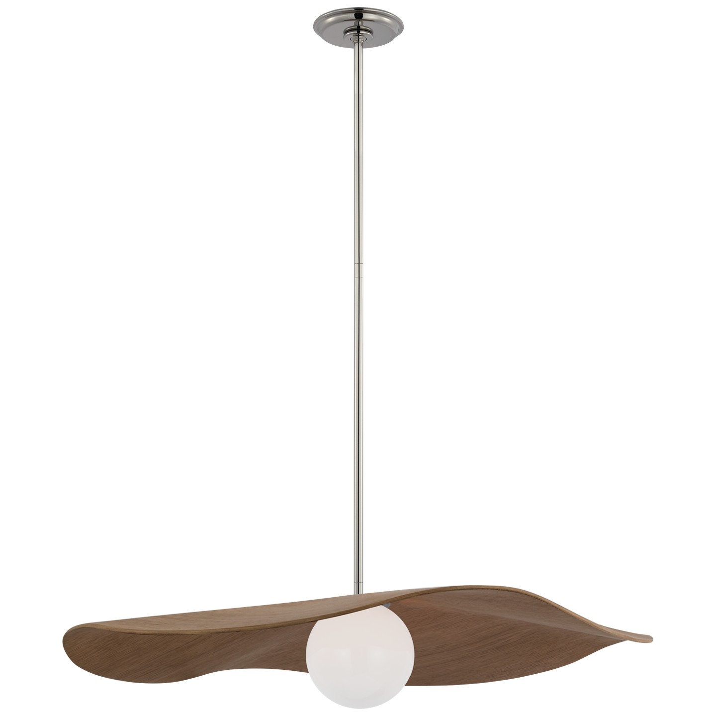 Mahalo 28" Pendant | Polished Nickel and White Glass | Natural Oak Shade