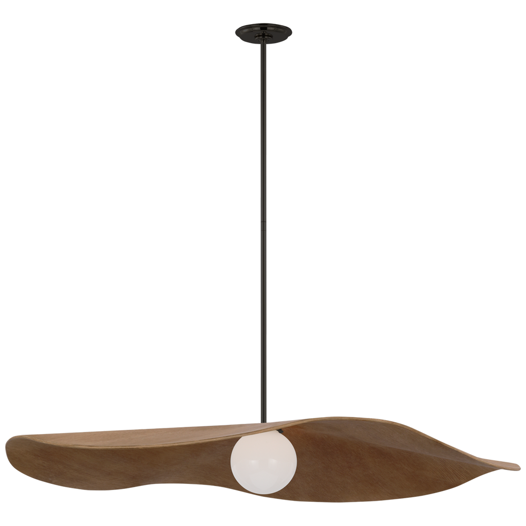 Mahalo 40" Pendant | Bronze and White Glass | Natural Oak Shade