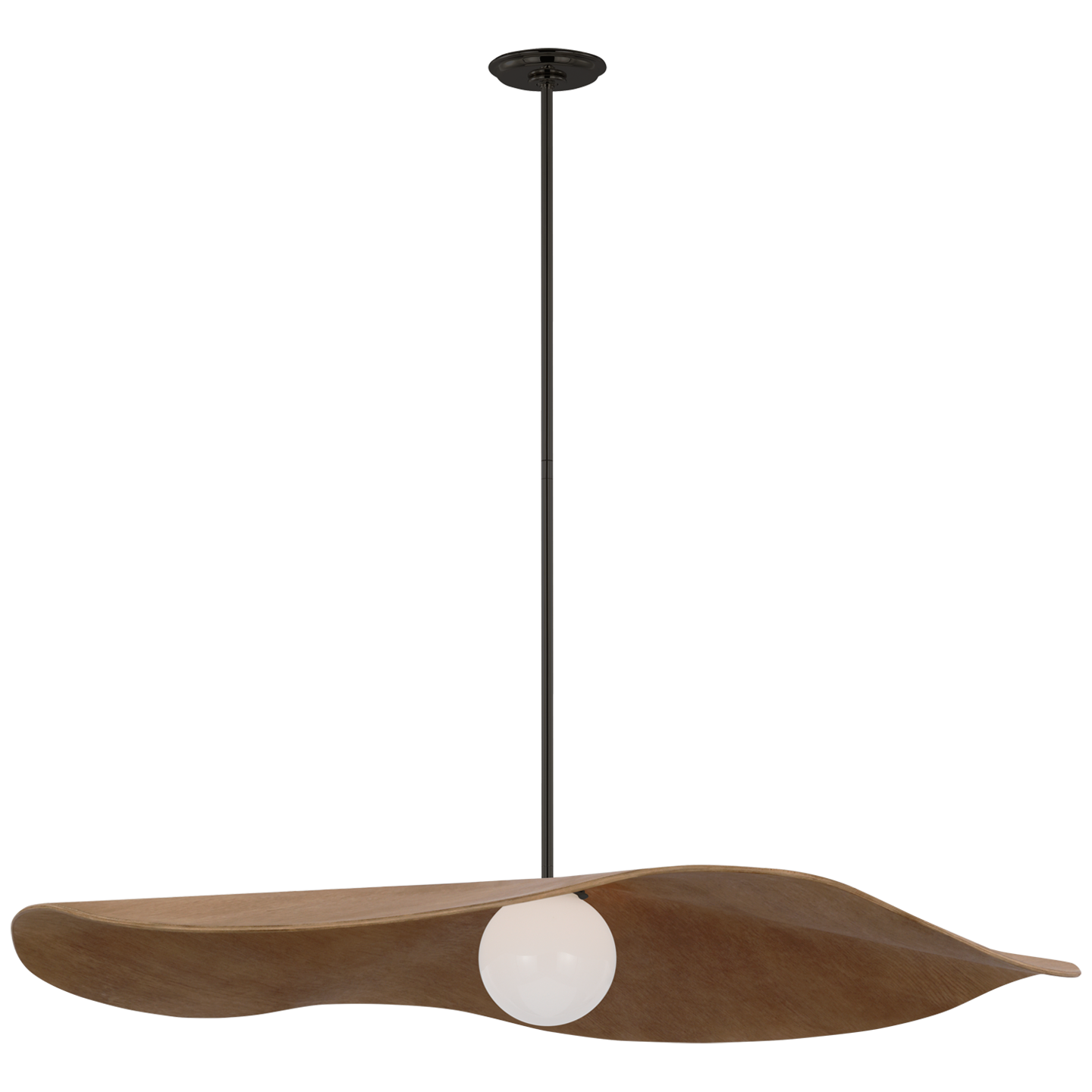 Mahalo 40" Pendant | Bronze and White Glass | Natural Oak Shade
