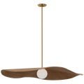 Mahalo 40" Pendant | Hand-Rubbed Antique Brass and White Glass | Natural Oak Shade
