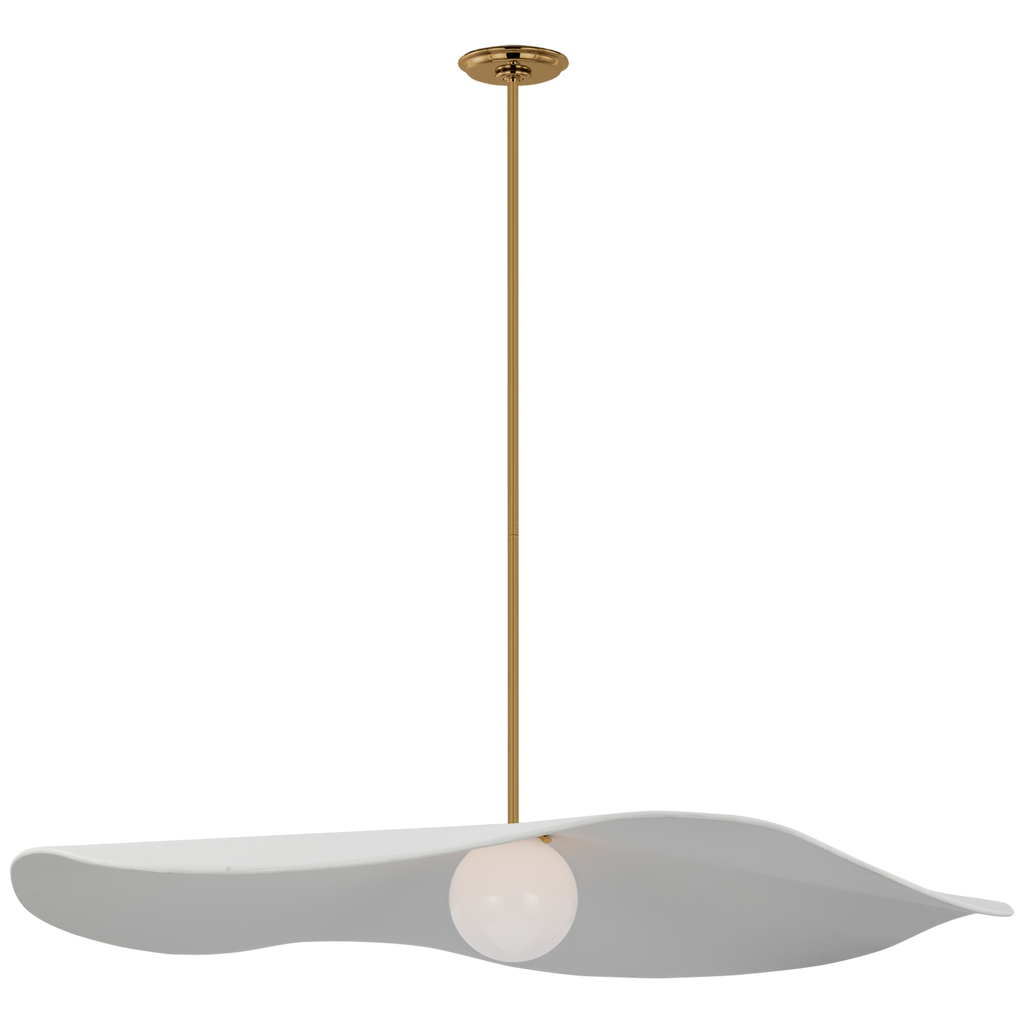 Mahalo 40" Pendant | Hand-Rubbed Antique Brass and White Glass | Matte White Shade