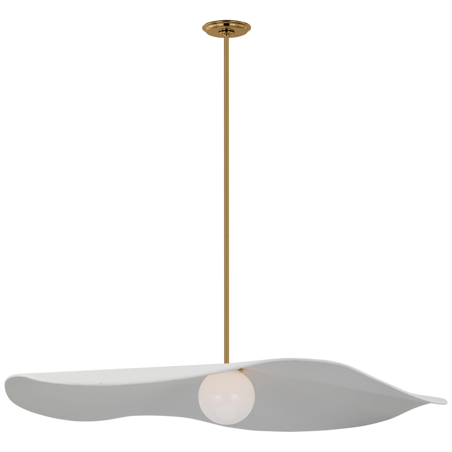 Mahalo 40" Pendant | Hand-Rubbed Antique Brass and White Glass | Matte White Shade