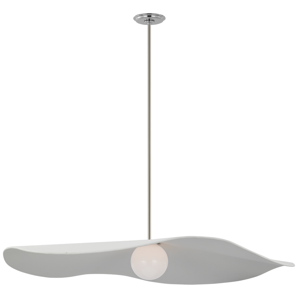 Mahalo 40" Pendant | Polished Nickel and White Glass | Matte White Shade