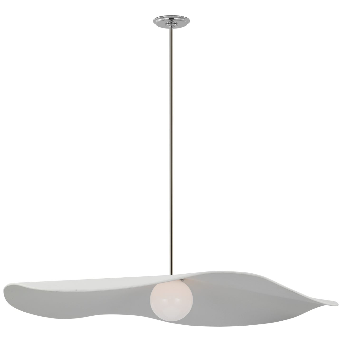 Mahalo 40" Pendant | Polished Nickel and White Glass | Matte White Shade